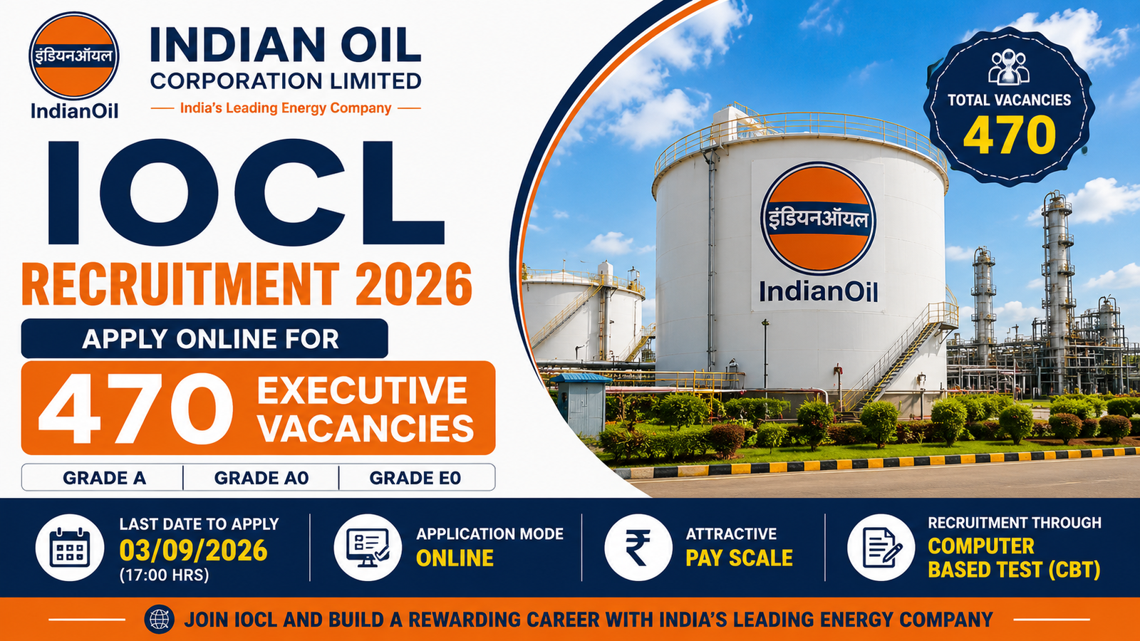 IOCL Recruitment 2026 – 470 Executive Vacancies